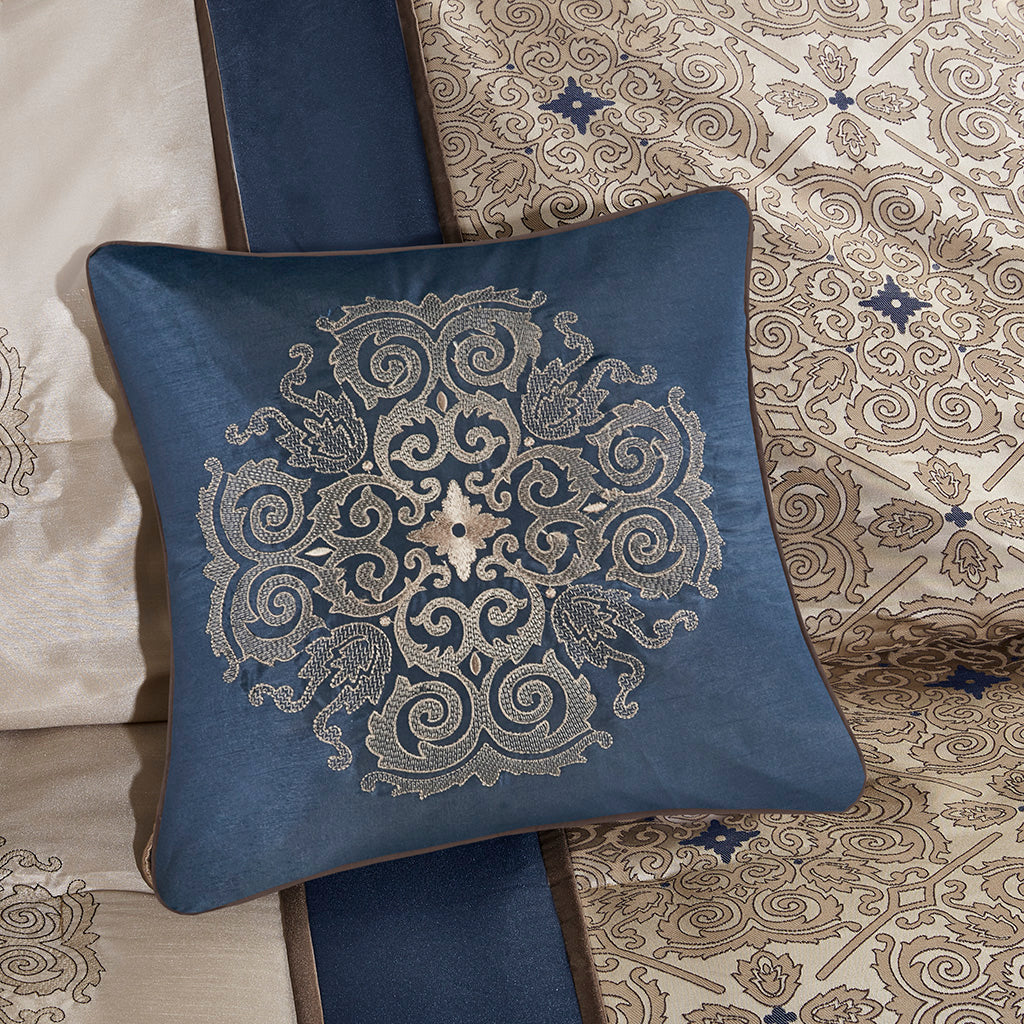 King 7 Piece Jacquard Comforter Set with Throw Pillows