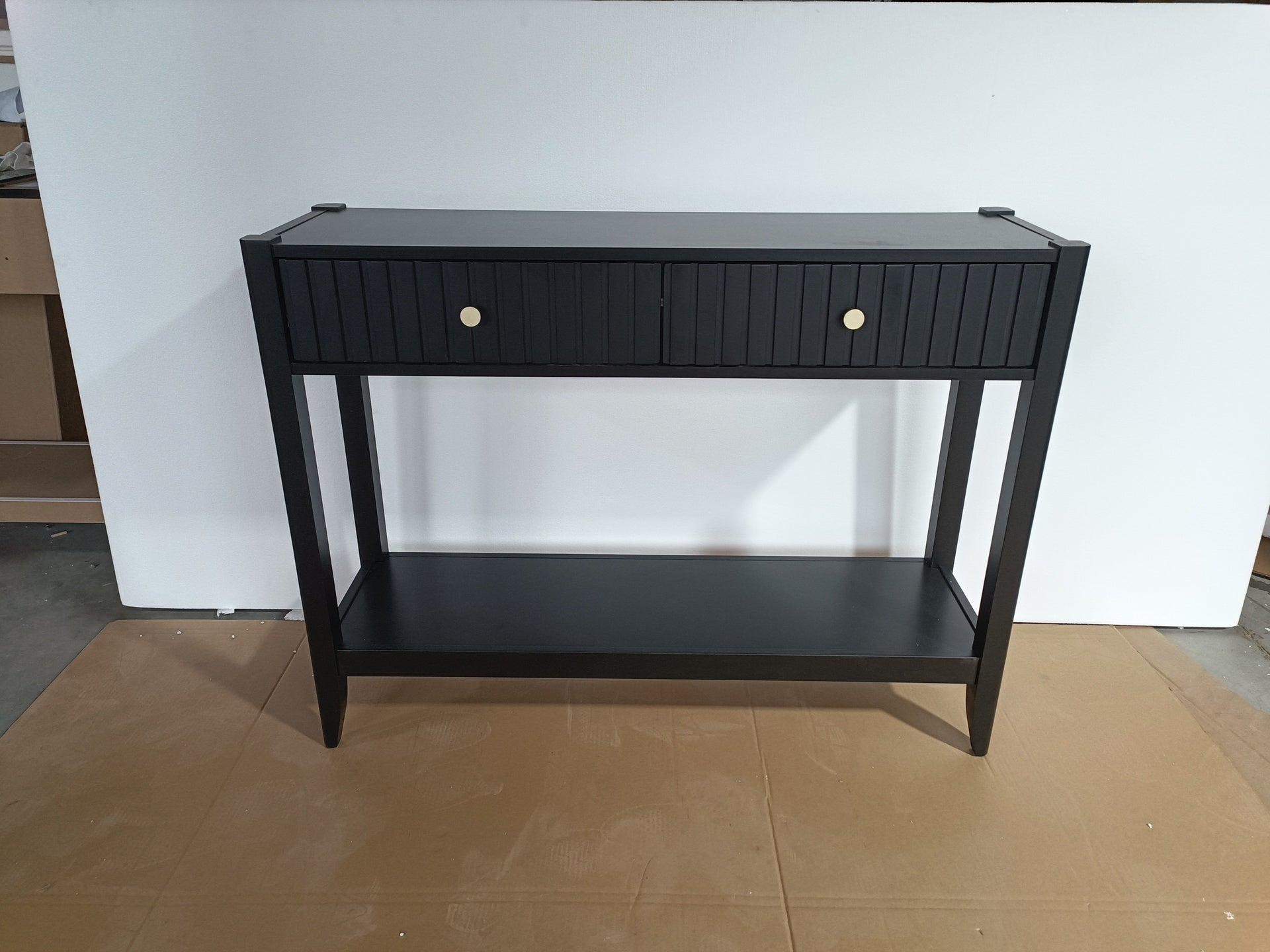Console Table with Drawers, Narrow Wood Accent Sofa Table Entryway Table with Storage Shelf for Entryway, Front Hall, Hallway, Living Room, Black