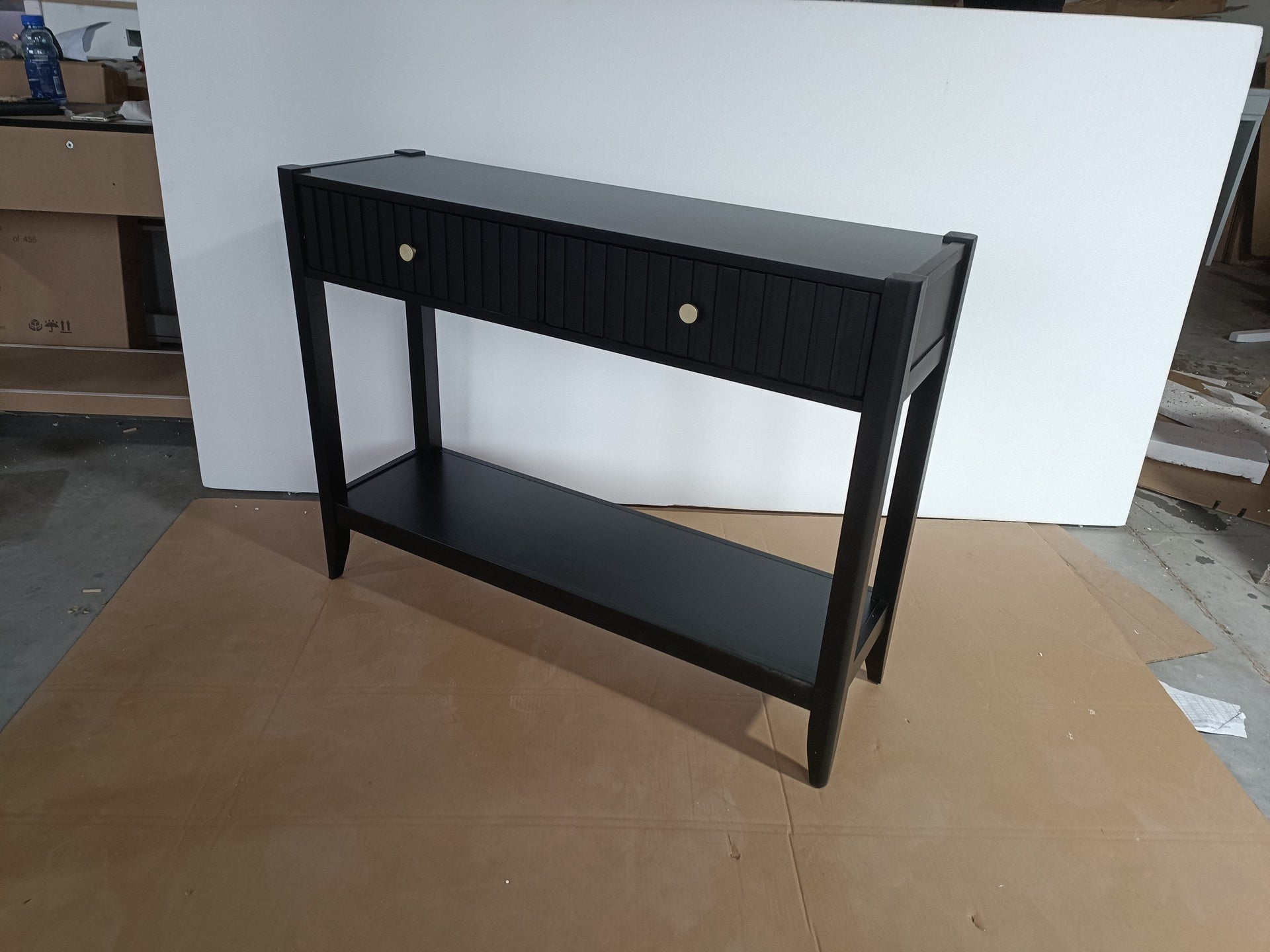 Console Table with Drawers, Narrow Wood Accent Sofa Table Entryway Table with Storage Shelf for Entryway, Front Hall, Hallway, Living Room, Black