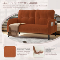 UNITED WE WIN corduroy fabric, comfortable monochrome double sofa, suitable for living rooms and bedrooms