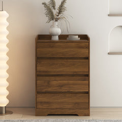 4 Drawer Dresser, Chest of Drawers Without Handle,Dresser for Bedroom 100% Waterproof, Modern Wooden Cabinet with Sturdy Frame for Living Room, Entryway, Bedroom, Hallway, Office