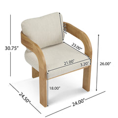 2-Pack Dining Chairs with Pillow Back, Beige Fabric, Natural Color Solid Wood Frame