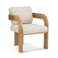 2-Pack Dining Chairs with Pillow Back, Beige Fabric, Natural Color Solid Wood Frame