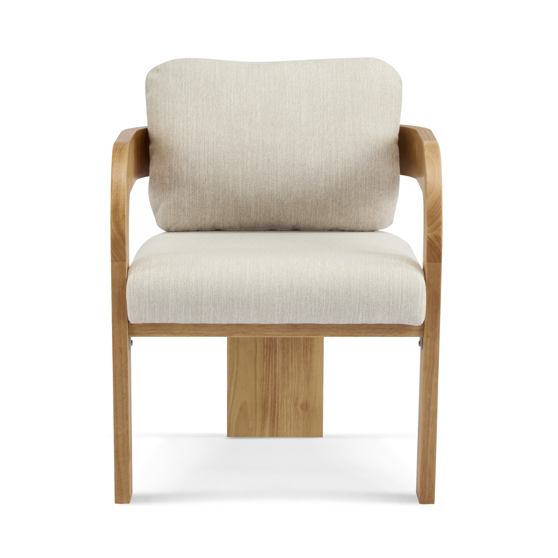 2-Pack Dining Chairs with Pillow Back, Beige Fabric, Natural Color Solid Wood Frame