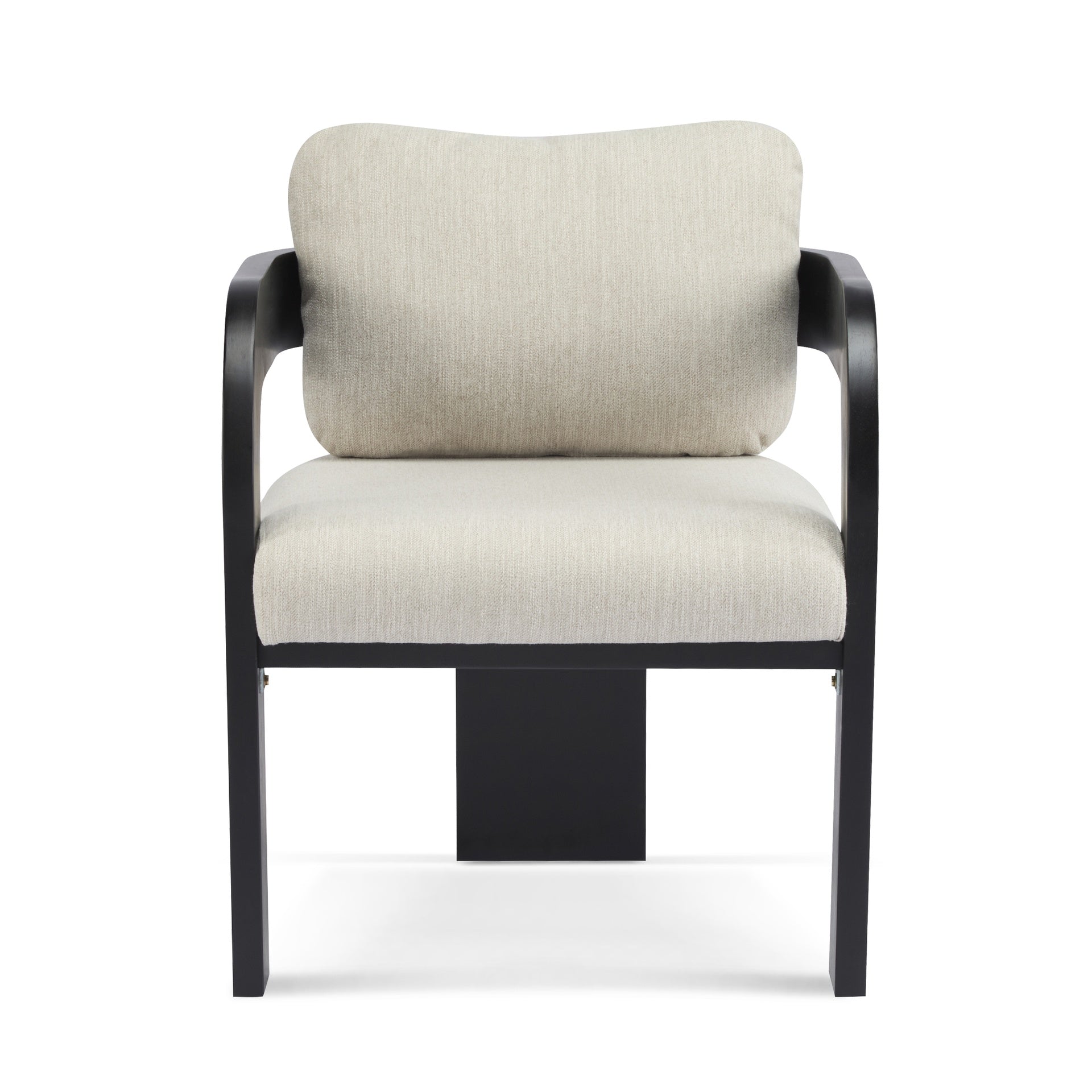 2-Pack Dining Chairs with Pillow Back, Beige Fabric, Black Solid Wood Frame
