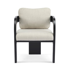 2-Pack Dining Chairs with Pillow Back, Beige Fabric, Black Solid Wood Frame