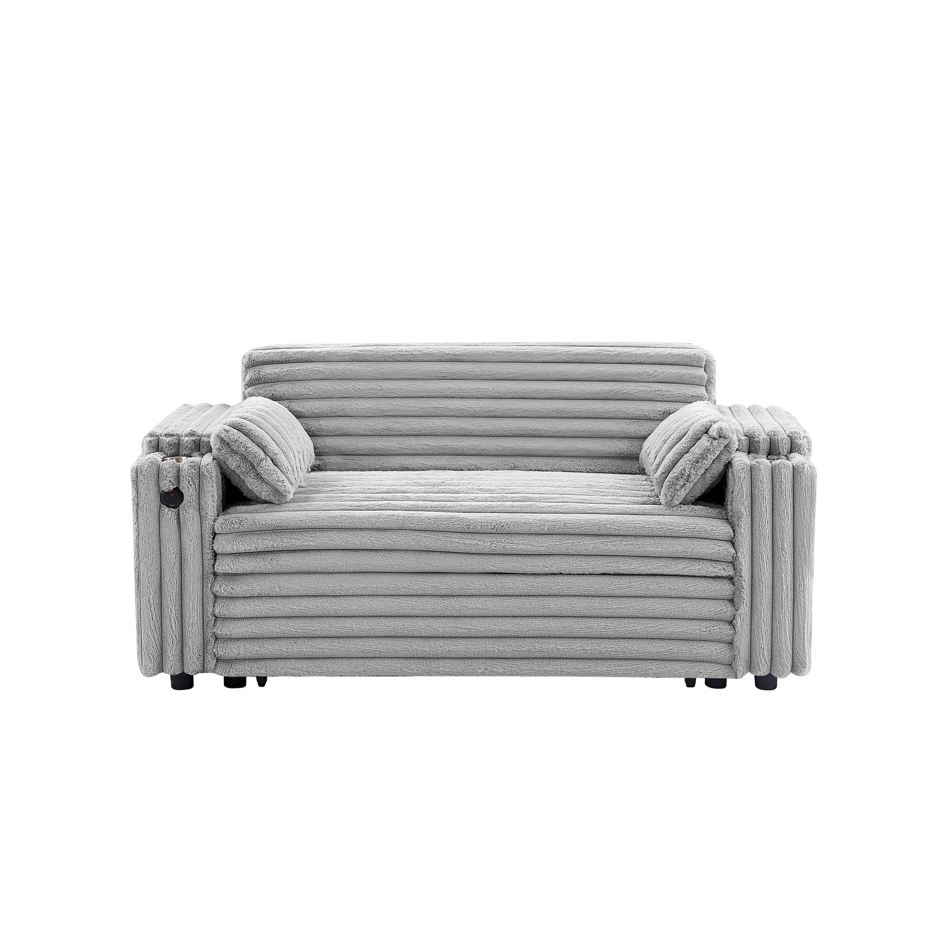 Light Grey Corduroy Sofa Bed with Pull Out  Bed