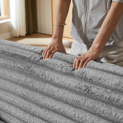 Light Grey Corduroy Sofa Bed with Pull Out  Bed