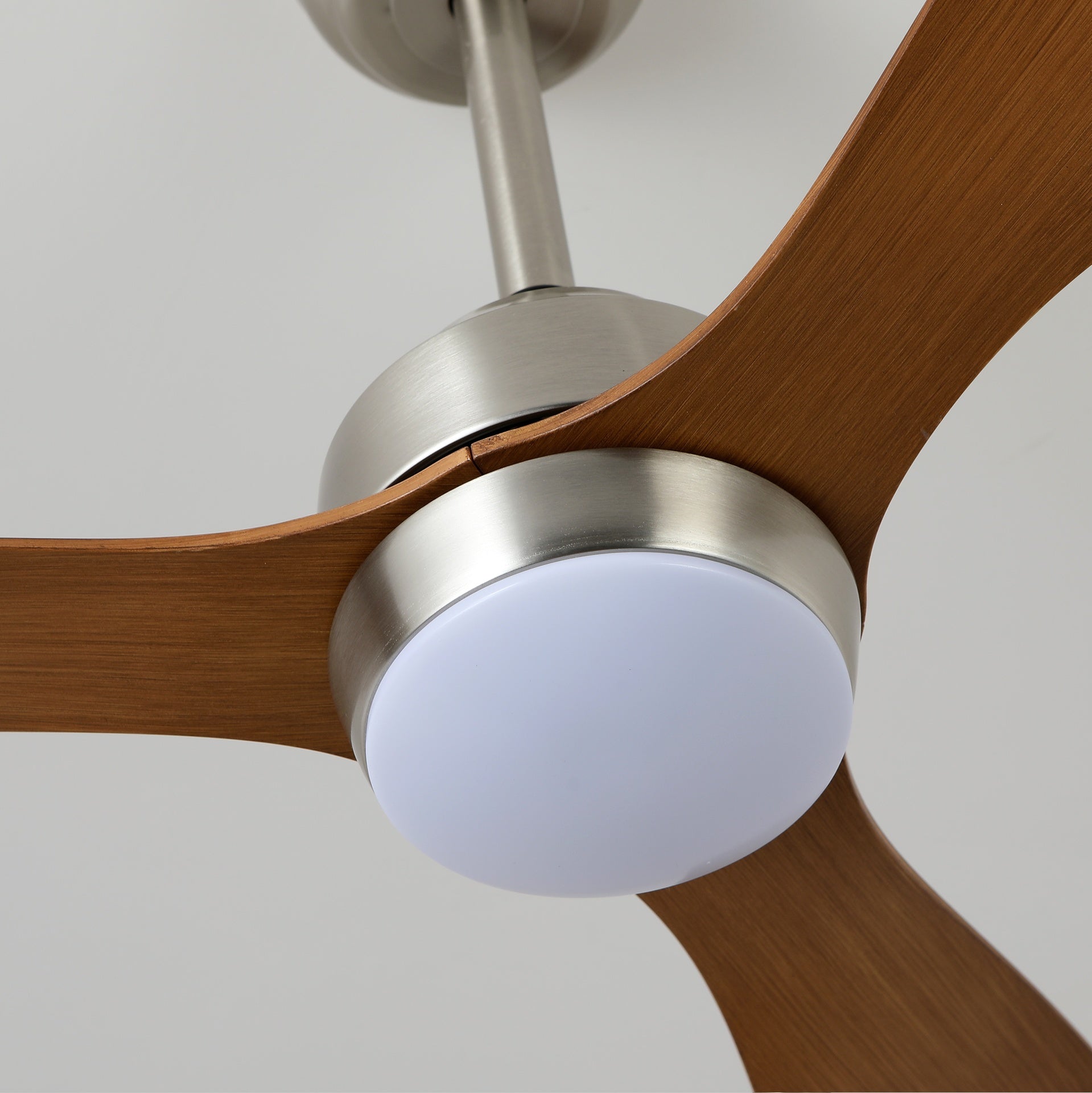 52" Ceiling Fan with Lights Quiet DC Motor 3 ABS Blade Ceiling Fans 6 Speed Levels,Reversible Ceiling Fan, for Patio Living Room, Bedroom, Office,Indoor.(Stain nickel + Walnut )