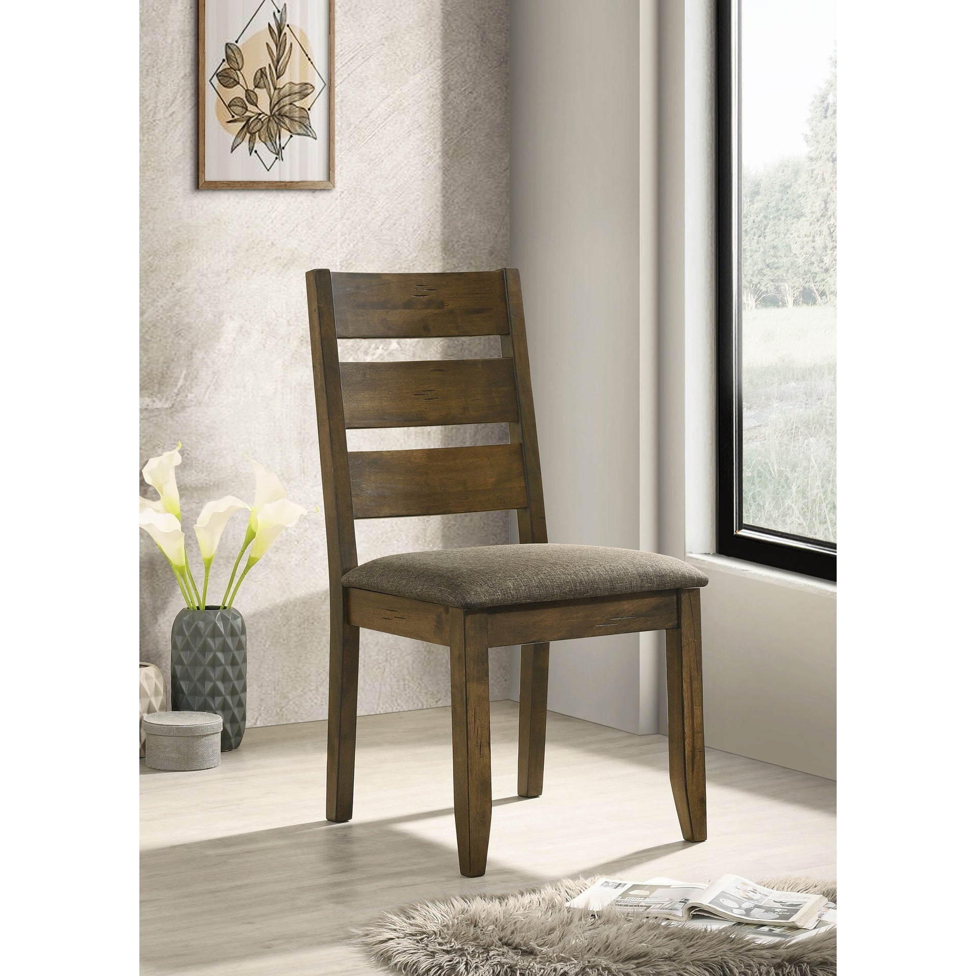 Knotty Nutmeg and Grey Ladderback Dining Chair (Set of 2)