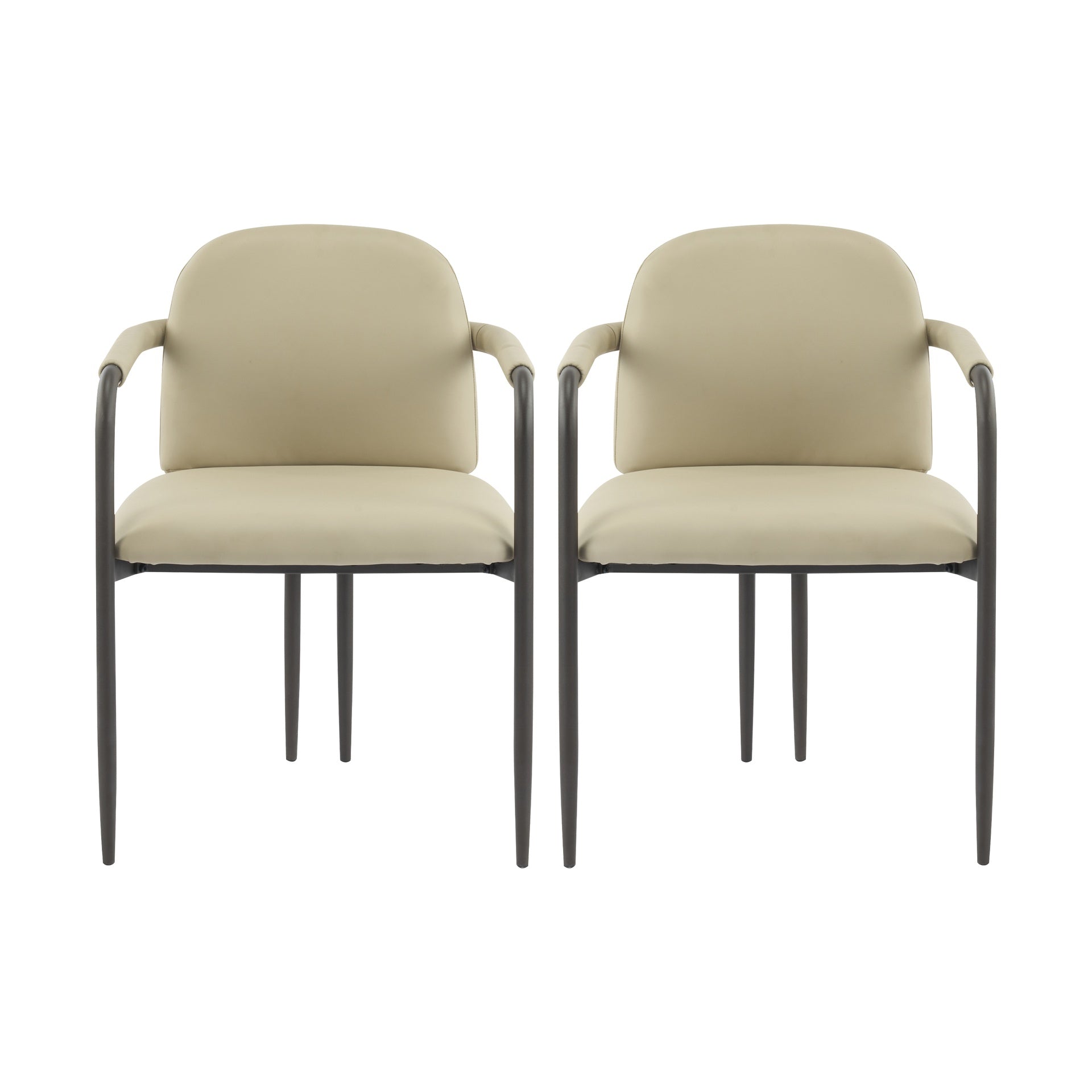Dinning Chair with iron frame-Set of 2-Espresso+Khaki