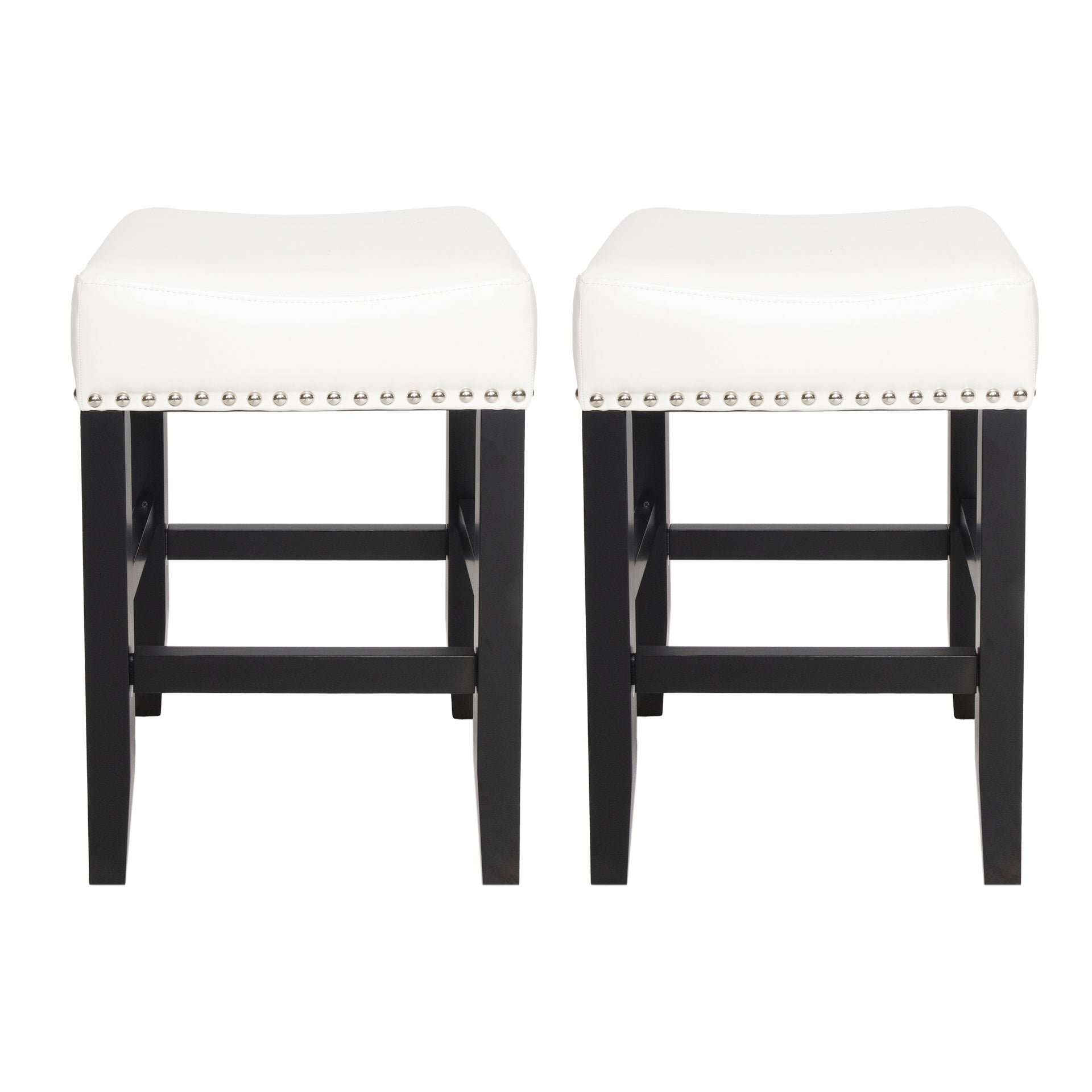 26-inch Backless Ivory Leather Counter Stool (Set of 2)