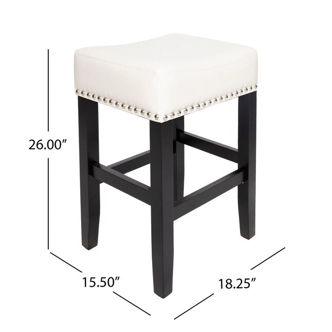 26-inch Backless Ivory Leather Counter Stool (Set of 2)