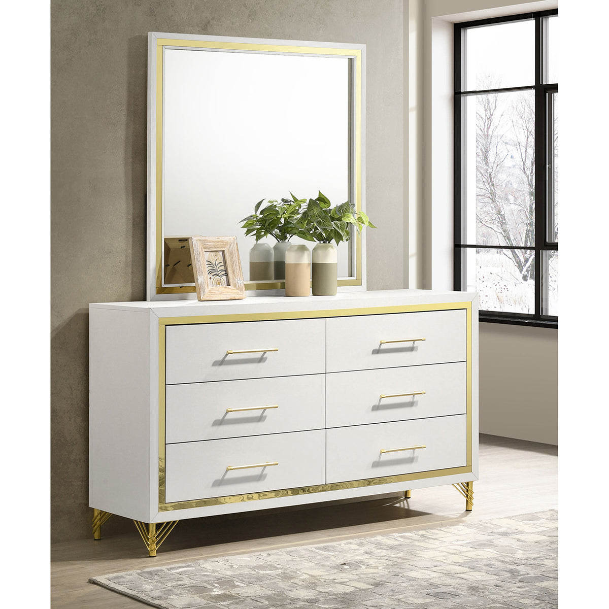 Malcolm White 6-drawer Dresser with Mirror