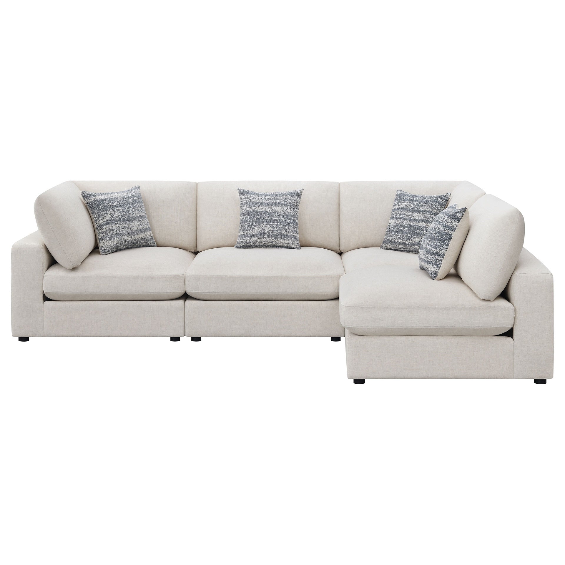 Rhette Beige 4-piece Upholstered Sectional with Reversible Cushions