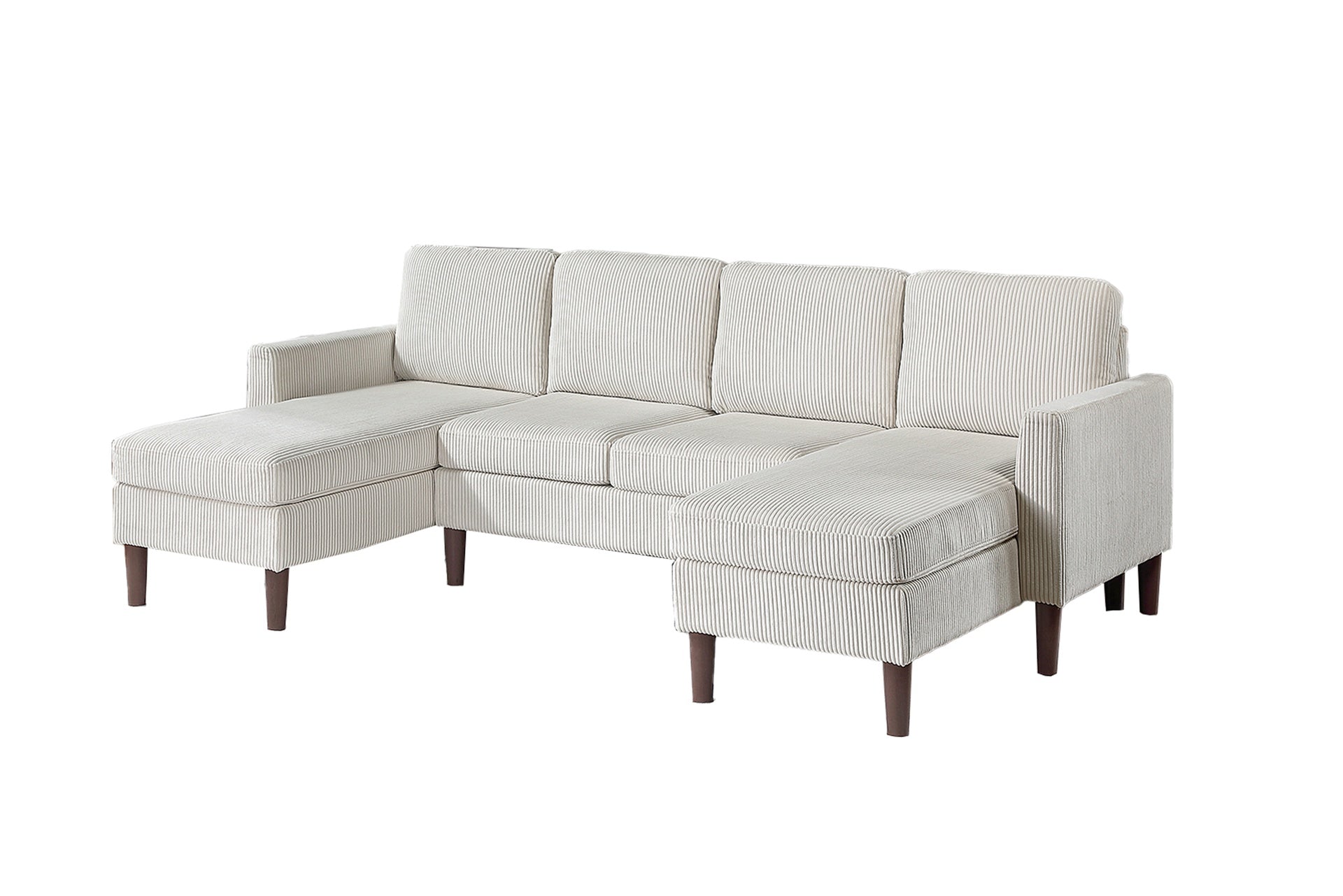 3-Piece Corduroy Sectional Set in Beige