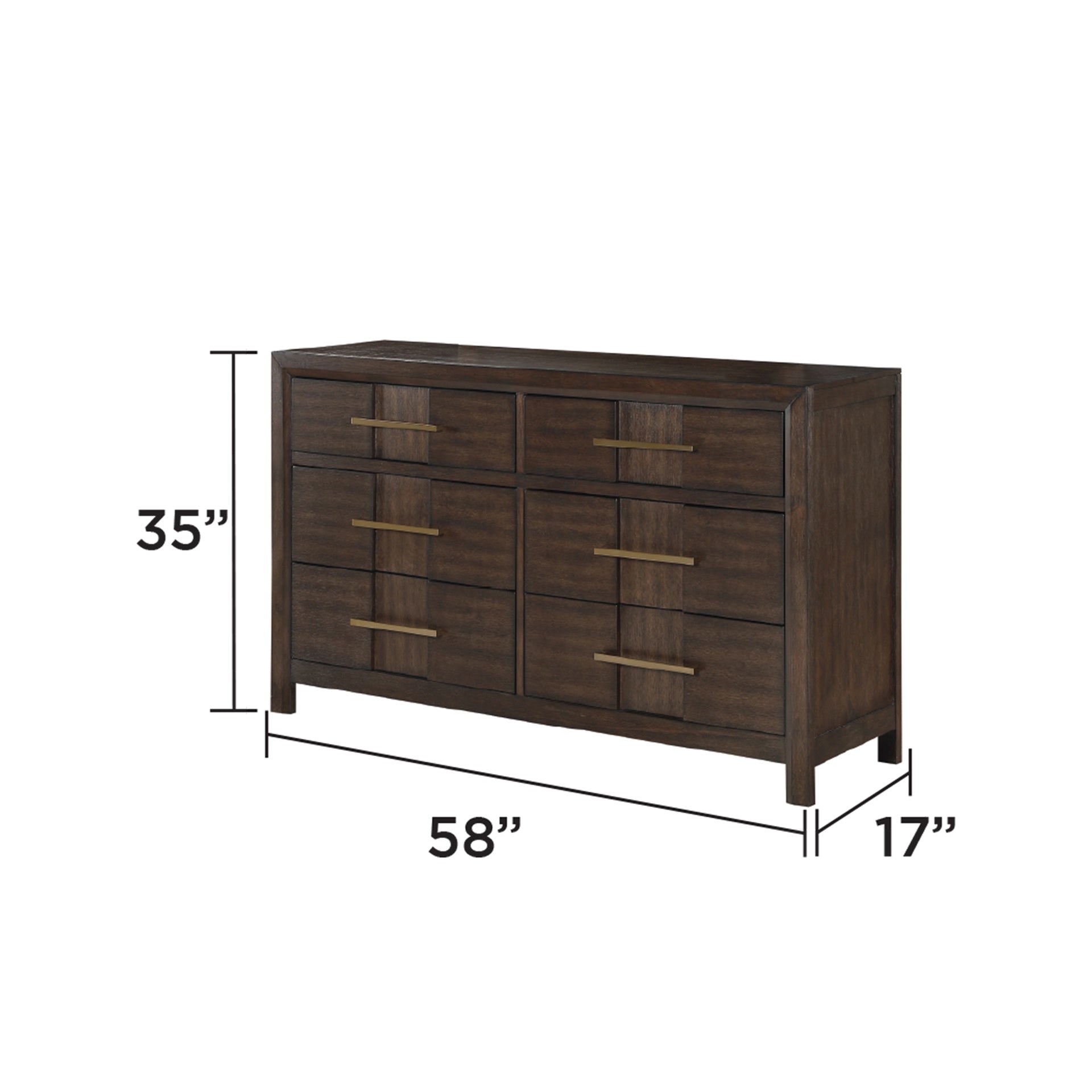 Kenzo Modern Style 6-Drawer Dresser Made with Wood in Walnut(Includes Dresser Only) same as G150108532 (NJ inventory)