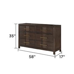 Kenzo Modern Style 6-Drawer Dresser Made with Wood in Walnut(Includes Dresser Only) same as G150108532 (NJ inventory)