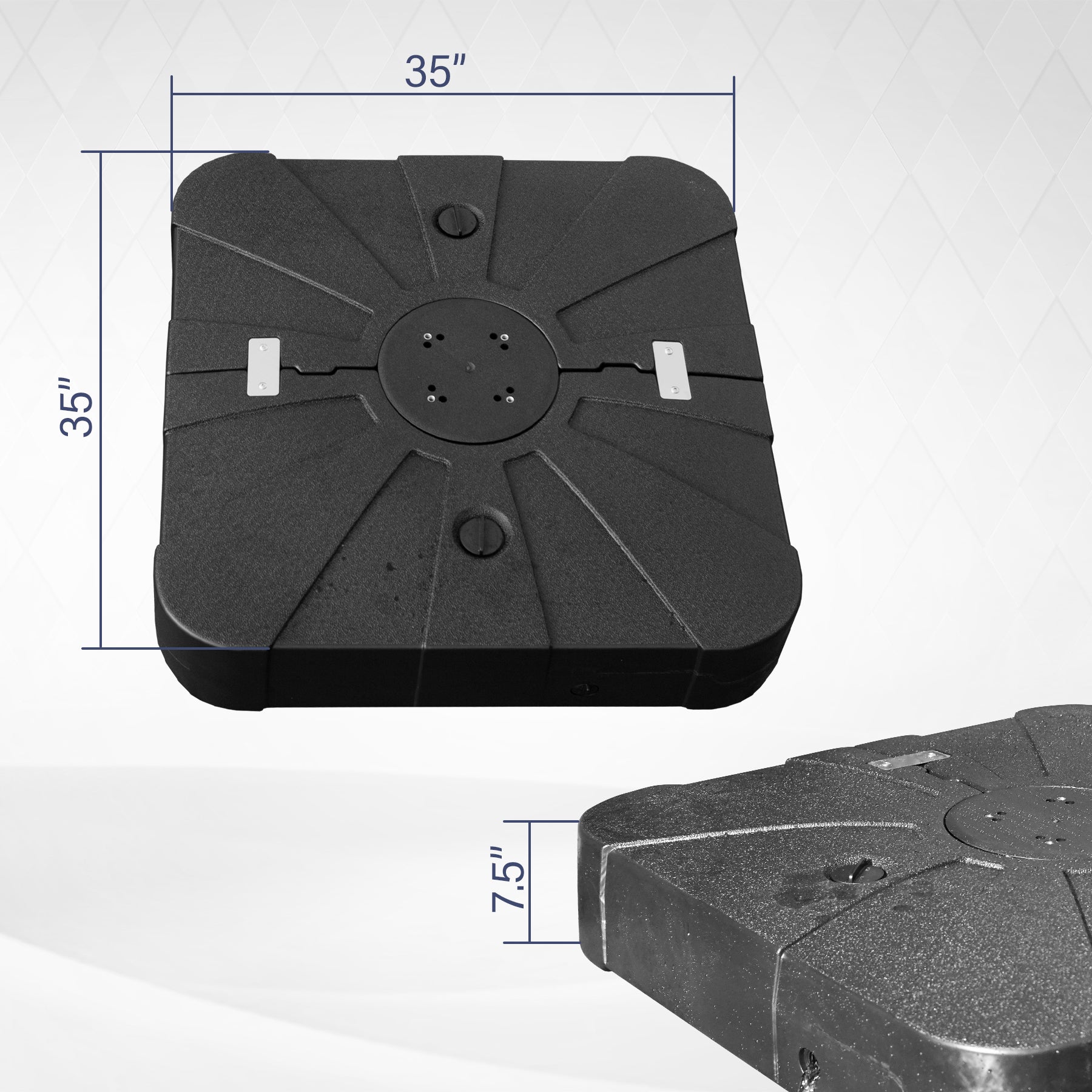 Patio Umbrella Base with Wheels, Water & Sand Filled Weighted Base for Most Cantilever Offset Umbrella, 260LBS, Square (Black),34'' X 34''