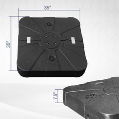 Patio Umbrella Base with Wheels, Water & Sand Filled Weighted Base for Most Cantilever Offset Umbrella, 260LBS, Square (Black),34'' X 34''