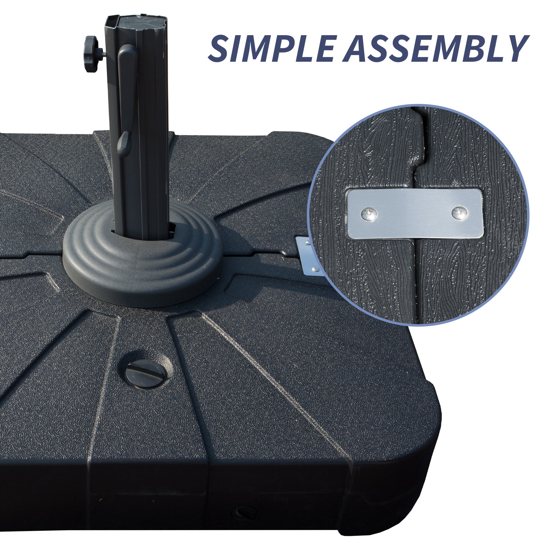 Patio Umbrella Base with Wheels, Water & Sand Filled Weighted Base for Most Cantilever Offset Umbrella, 260LBS, Square (Black),34'' X 34''
