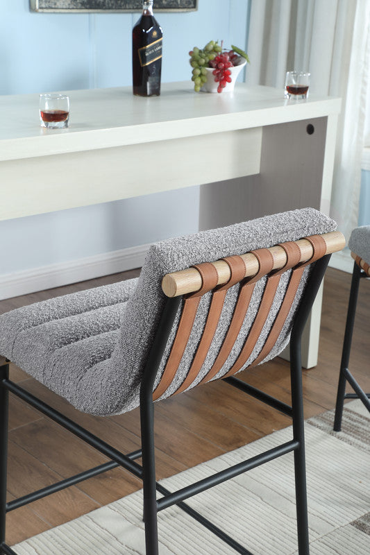 Liana 17.75"W Gray Boucle Fabric Counter Height Chair