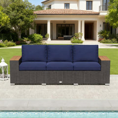 3-Seat PE Rattan Wicker Sofa  Outdoor Patio Sofa with Cushions