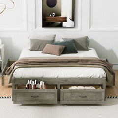 Queen Size Platform Bed with 6 Storage Drawers, Antique Gray(OLD SKU:N708P263022E)