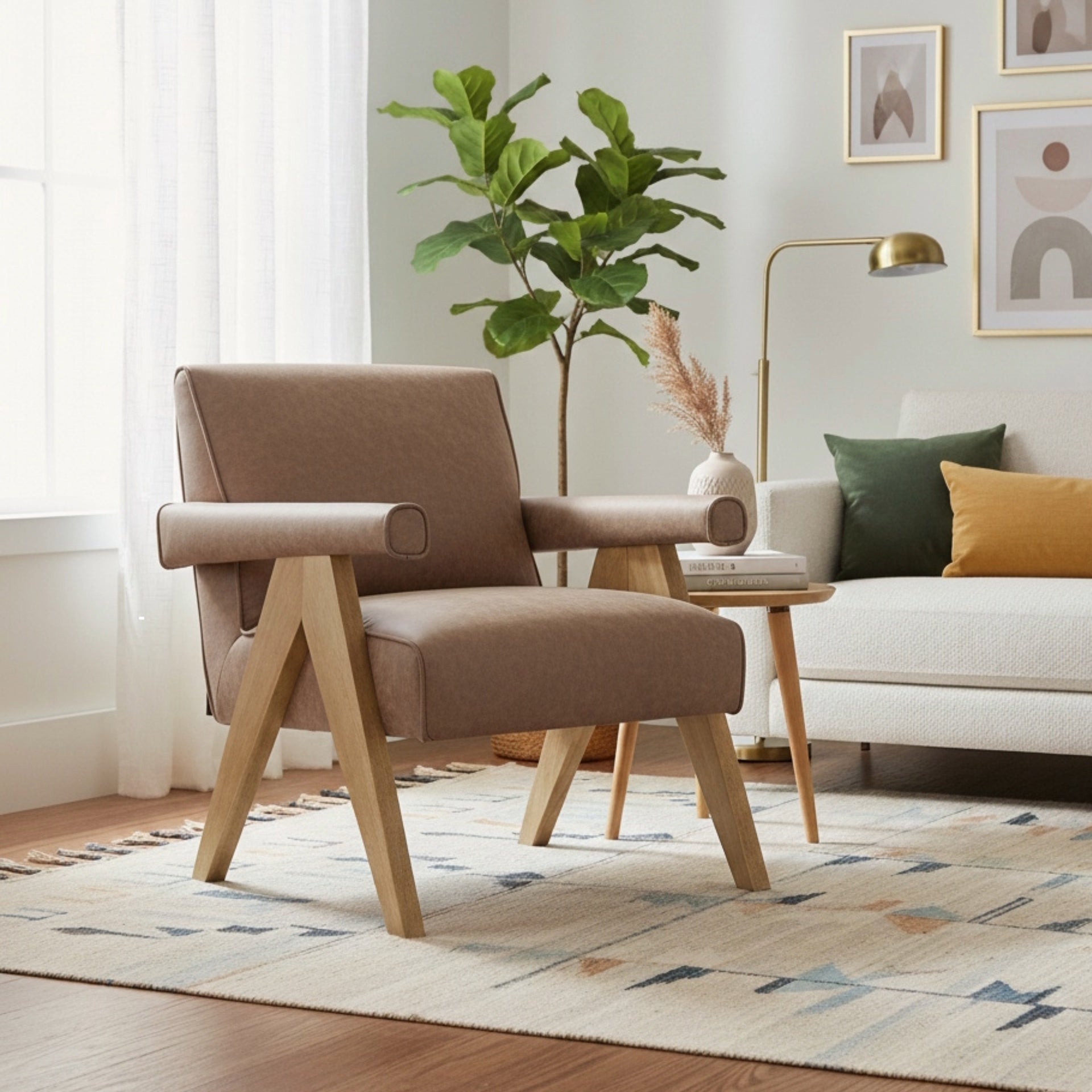 Nessi Modern Faux Leather Arm Chair - Espresso