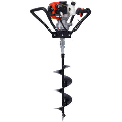 Post Hole Digger, 43cc  Post Hole Digger, Gas Powered Earth Digger with 6&8" and absorber,Earth Auger Drill Bit, 30 inch Long Alloy Steel Auger, for Farmland, Garden and Plant, EPA Certification