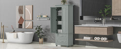 Tall Storage Cabinet with Two Drawers for Bathroom/Office, Grey