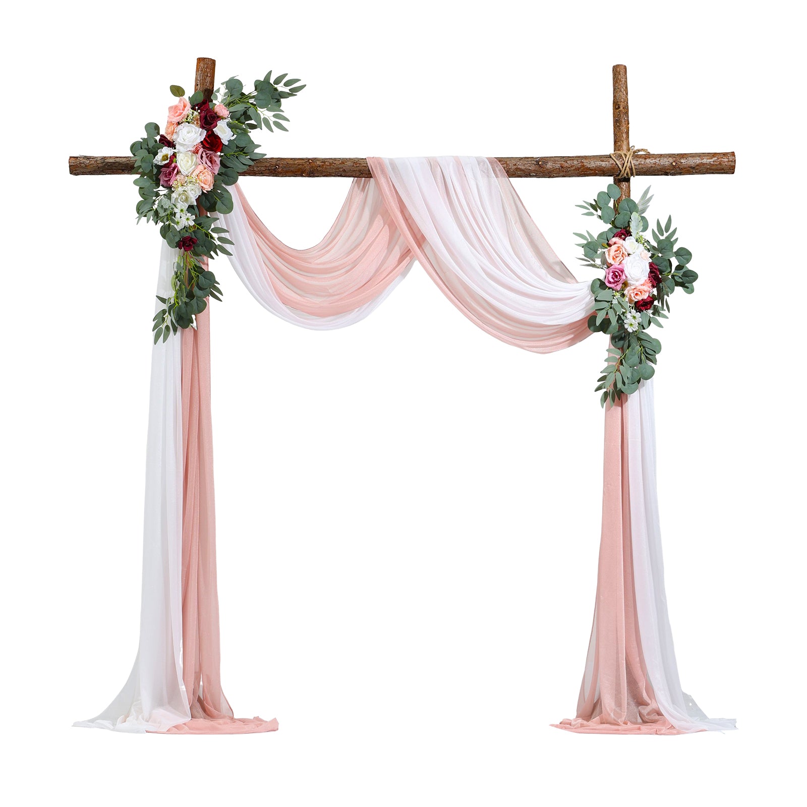 Artificial Wedding Arch Flowers Kit (Pack of 4) with 21Ft Wedding Arch Draping Fabric,Arch Flowers for Wedding Ceremony and Reception Backdrop Wedding Decoration (Blush Pink & Ivory)