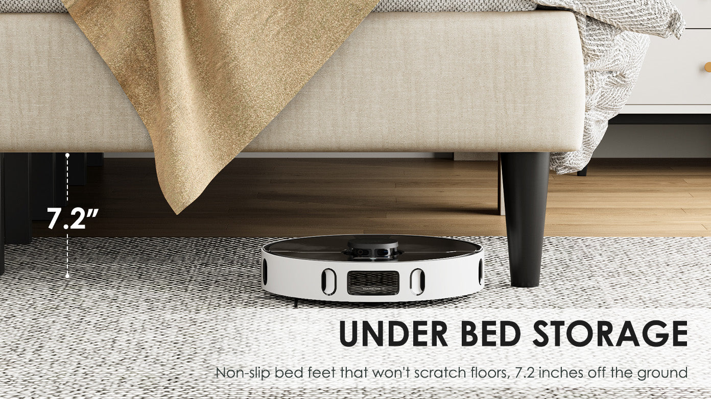 Queen Bed Frame, linen storage headboard, strong and stable, no noise, no box spring, easy to assemble (Beige)