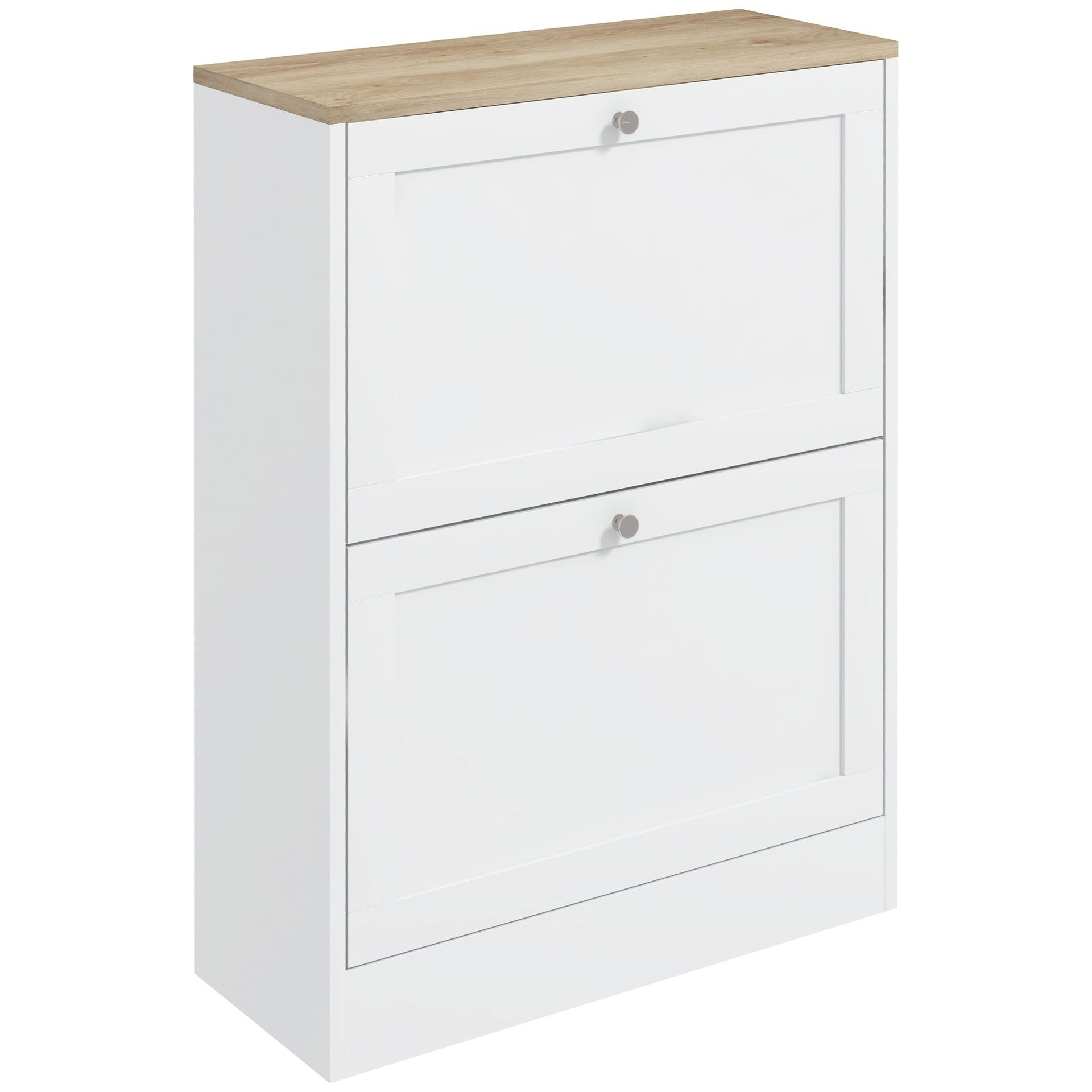 HOMCOM Slim Shoe Cabinet for Entryway, Modern Hidden Shoe Storage Cabinet with 2 Flip Drawers and Adjustable Shelves for 12 Pairs of Shoes, White