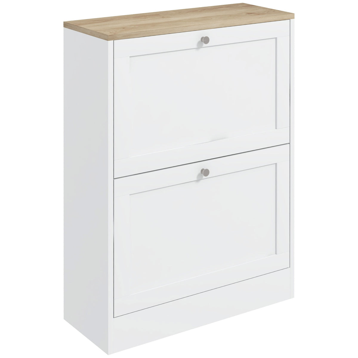 HOMCOM Slim Shoe Cabinet for Entryway, Modern Hidden Shoe Storage Cabinet with 2 Flip Drawers and Adjustable Shelves for 12 Pairs of Shoes, White