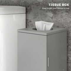 HOMCOM Toilet Paper Cabinet, Small Bathroom Corner Floor Cabinet with Doors and Shelves, Thin Storage Bathroom Organizer for Paper Shampoo, Gray