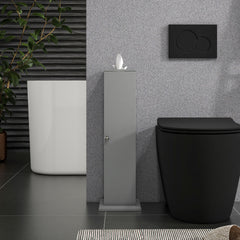 HOMCOM Toilet Paper Cabinet, Small Bathroom Corner Floor Cabinet with Doors and Shelves, Thin Storage Bathroom Organizer for Paper Shampoo, Gray