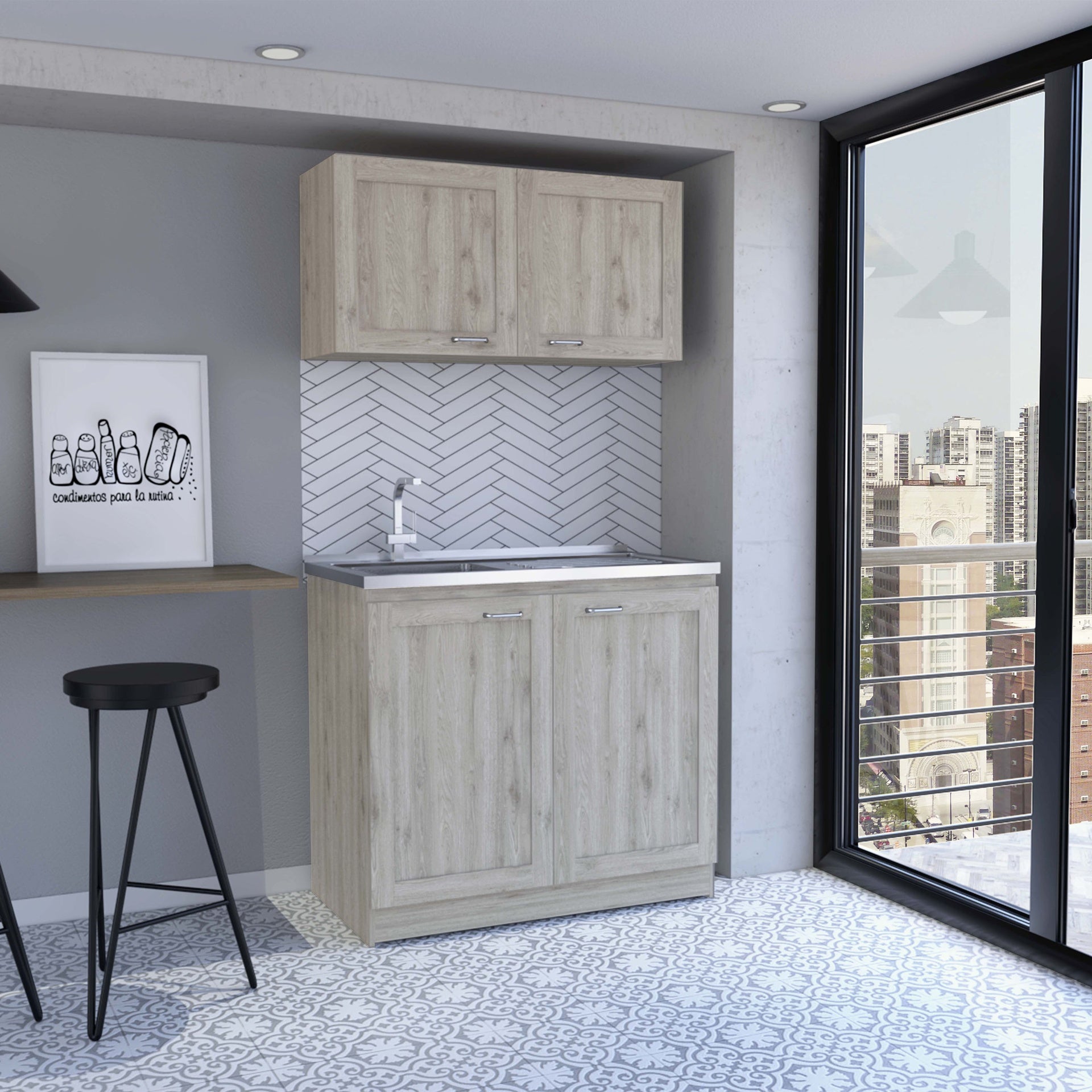 Cabinet Set Zeus, kitchen, Light Gray