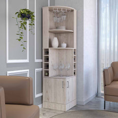 Bar Cabinet Papprika, 8 Wine Cubbies, Double Door, Light Gray Finish