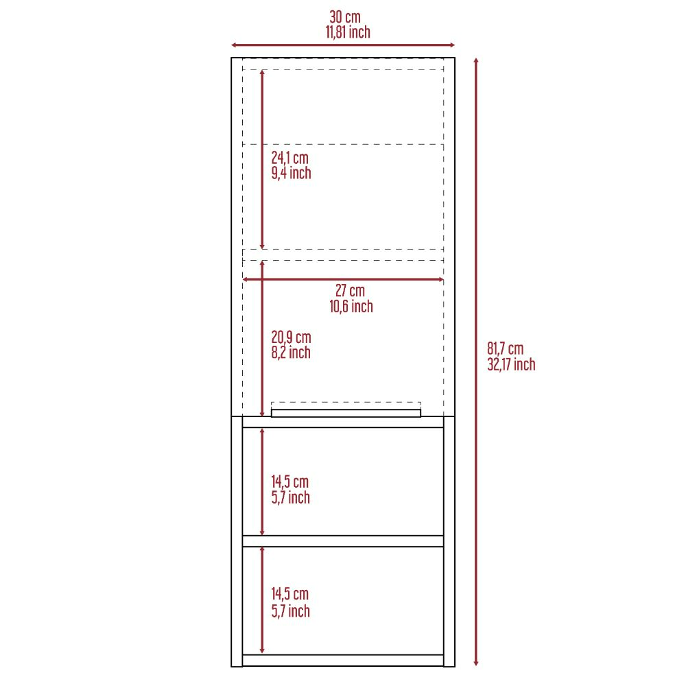 Medicine Cabinet Hazelton, Open and Interior Shelves, Light Gray Finish
