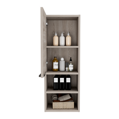 Medicine Cabinet Hazelton, Open and Interior Shelves, Light Gray Finish