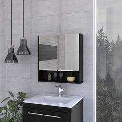 Medicine Cabinet with Mirror  Lexington,Three Internal Shelves, Black Wengue Finish