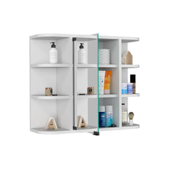 Medicine Cabinet Milano, Six External Shelves Mirror, White Finish