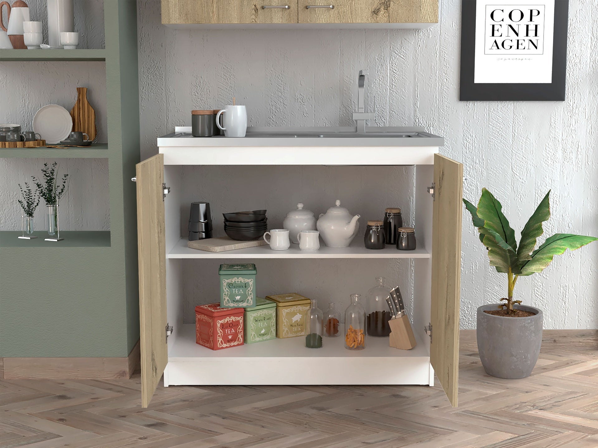 Utility Sink Vernal, Kitchen, White / Light Oak