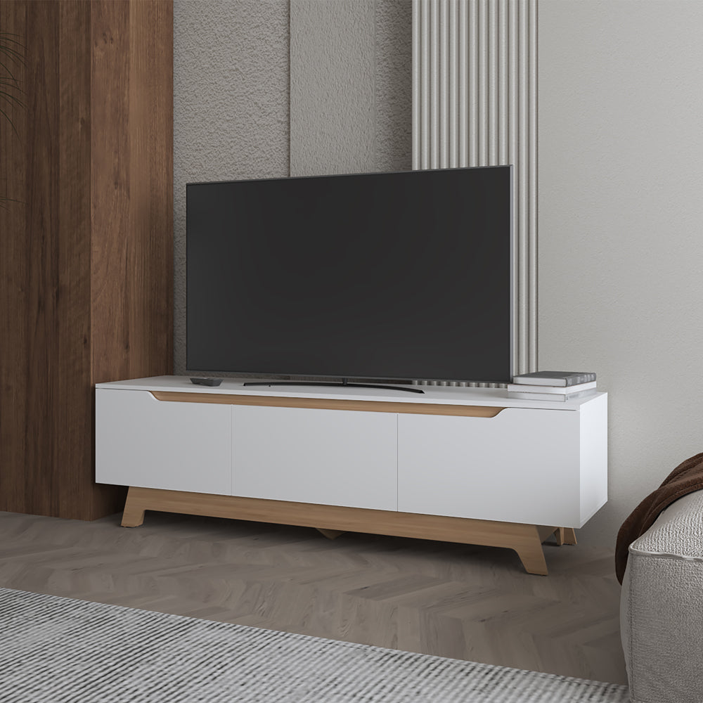 Yukon Tv Stand, Living Room, White / Macadamia
