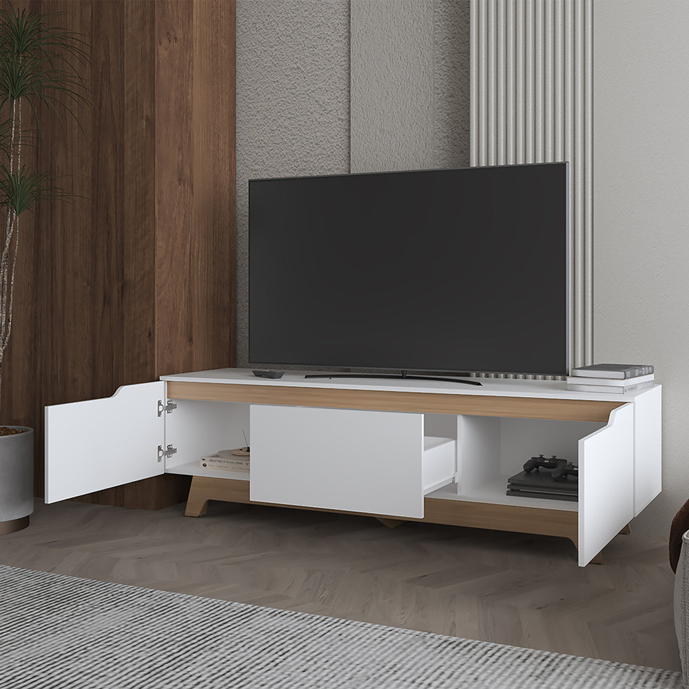 Yukon Tv Stand, Living Room, White / Macadamia