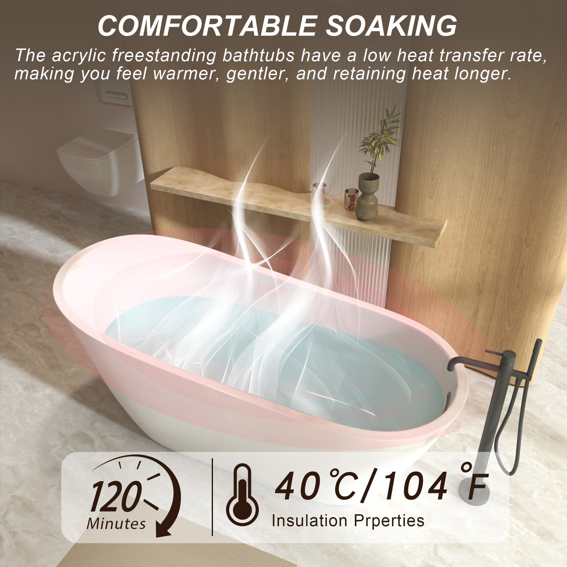 59"Special-shaped Freestanding Slipper Bathtub: Gloss White Finish, Chrome Overflow & Pop-Up Drain, cUPC Certified