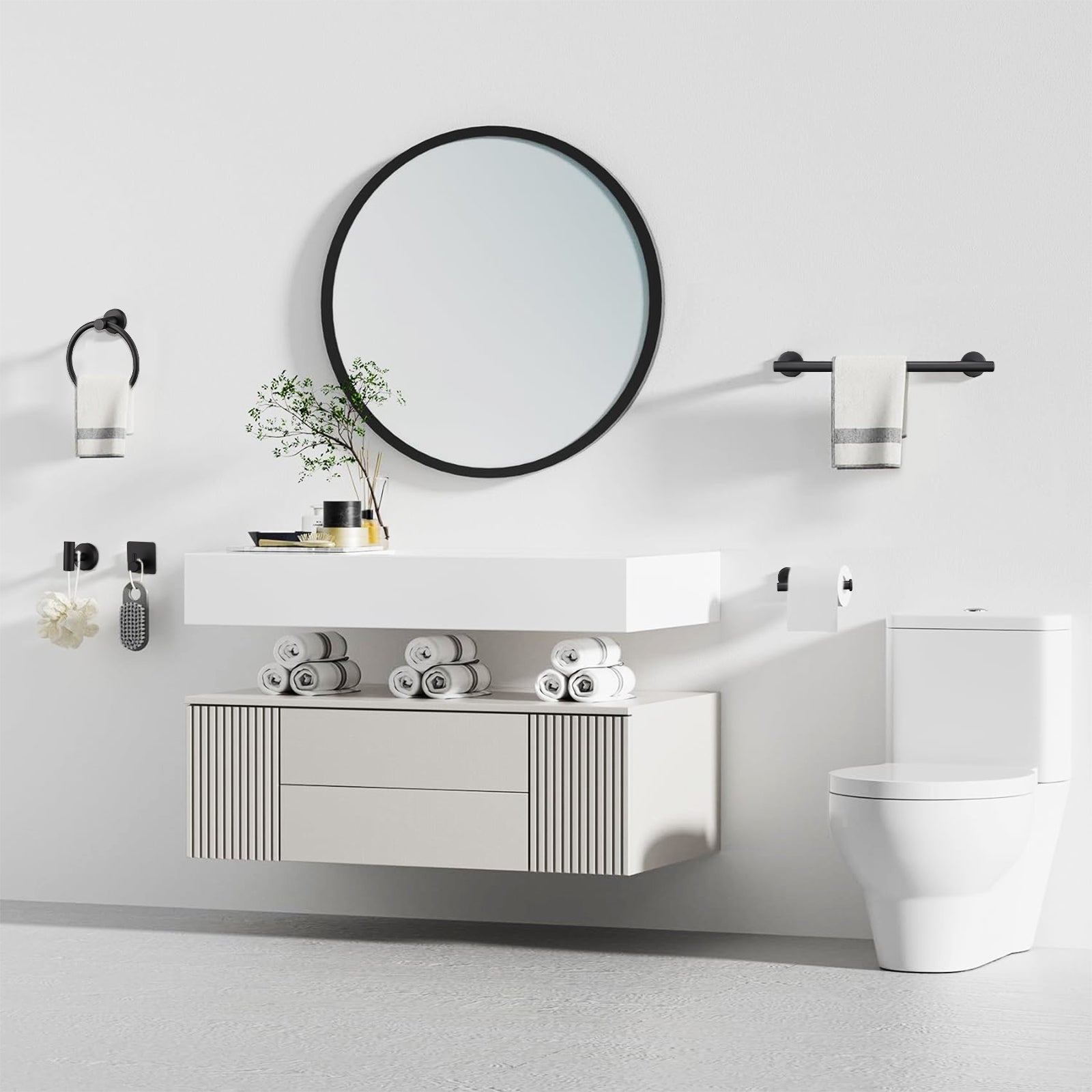 14 Pieces Bathroom Hardware Accessories Set Towel Bar Set Wall Mounted