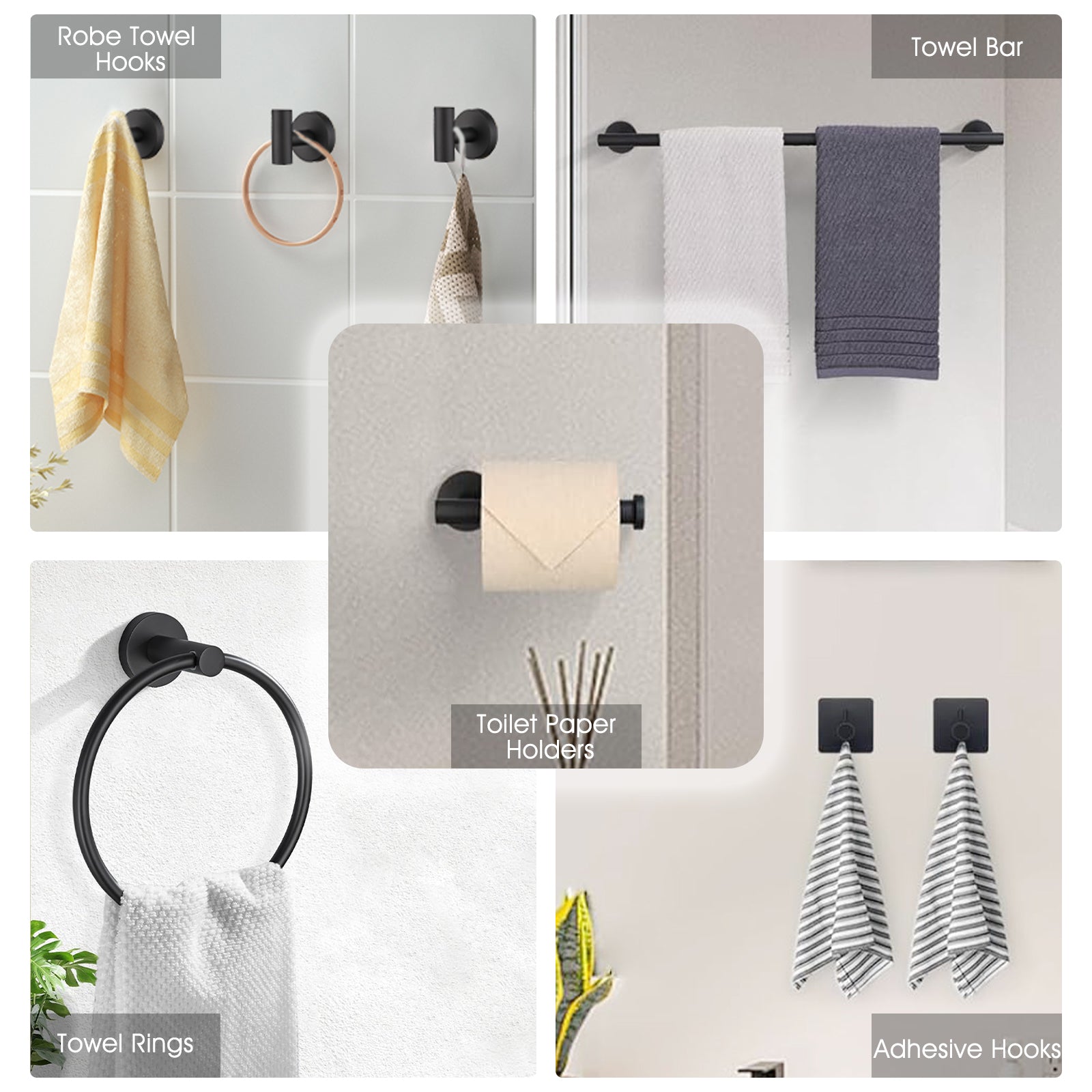 14 Pieces Bathroom Hardware Accessories Set Towel Bar Set Wall Mounted