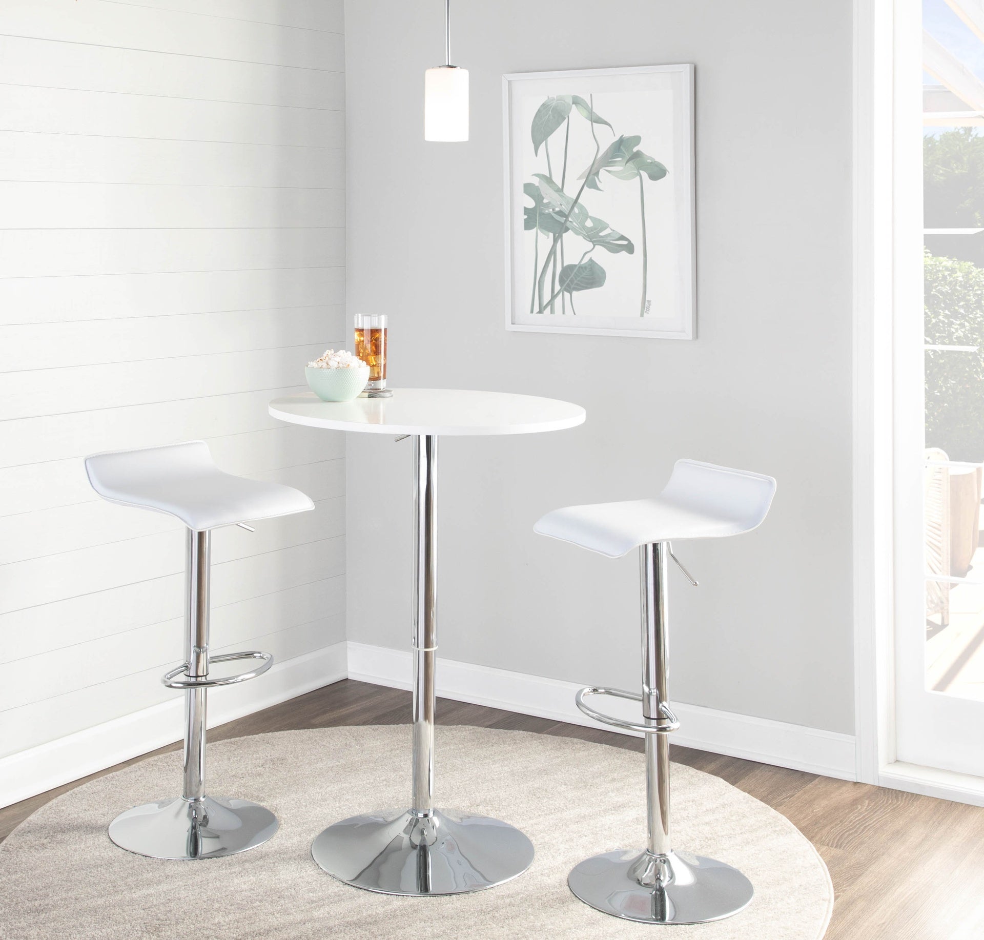 Elia Contemporary Adjustable Bar Table in White by LumiSource